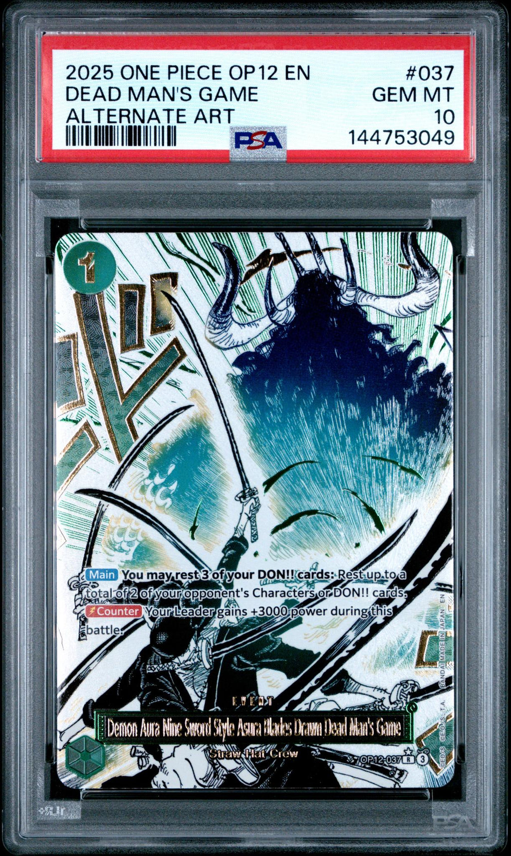 2025 One Piece Legacy of the Master Alternate Art Dead Man's Game #OP12037 PSA 10