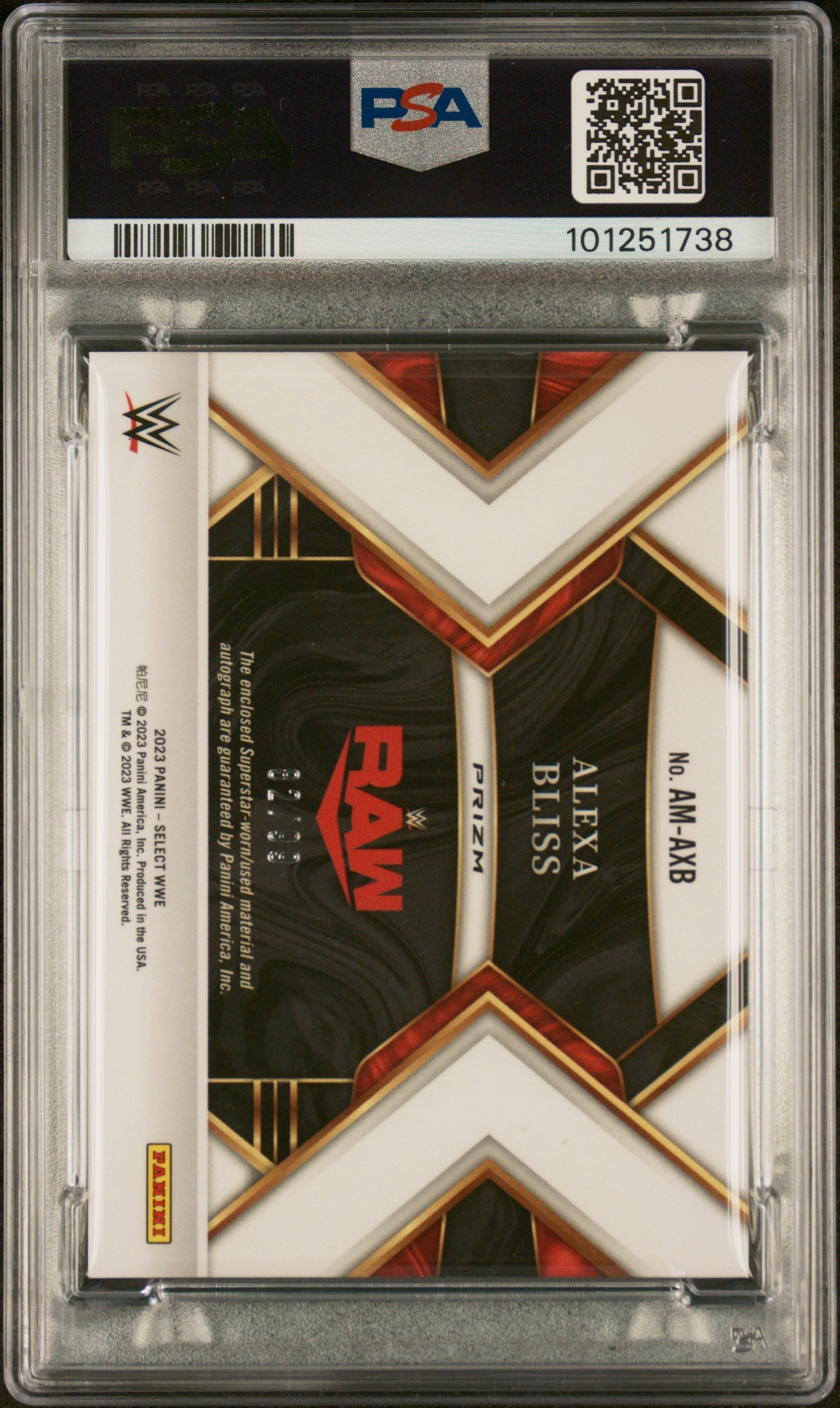 2023 Panini Select WWE Autographed Memorabilia Alexa Bliss #AMAXB /49 PSA 9