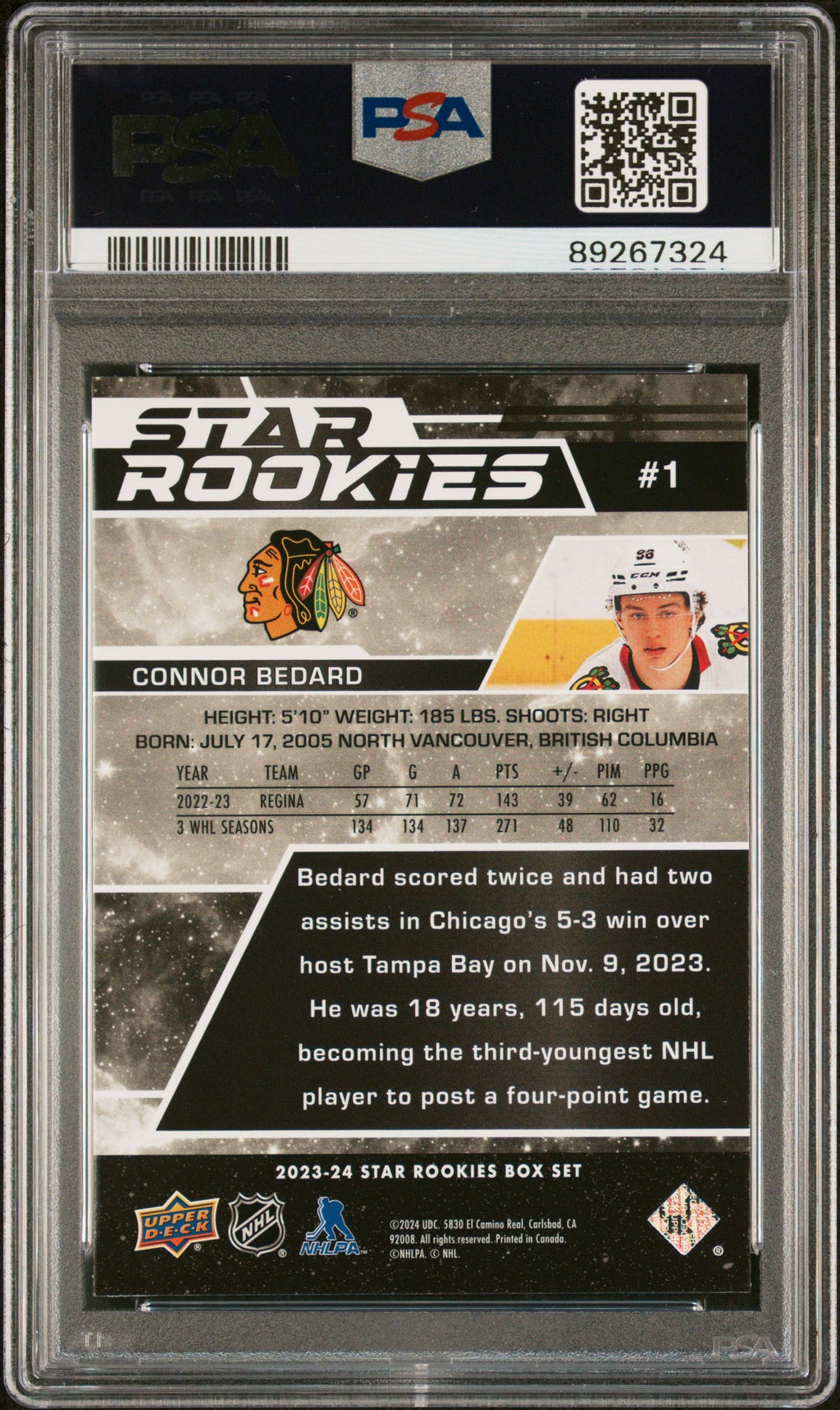 2023 Uper Deck Star Rookies Connor Bedard #1 PSA 10