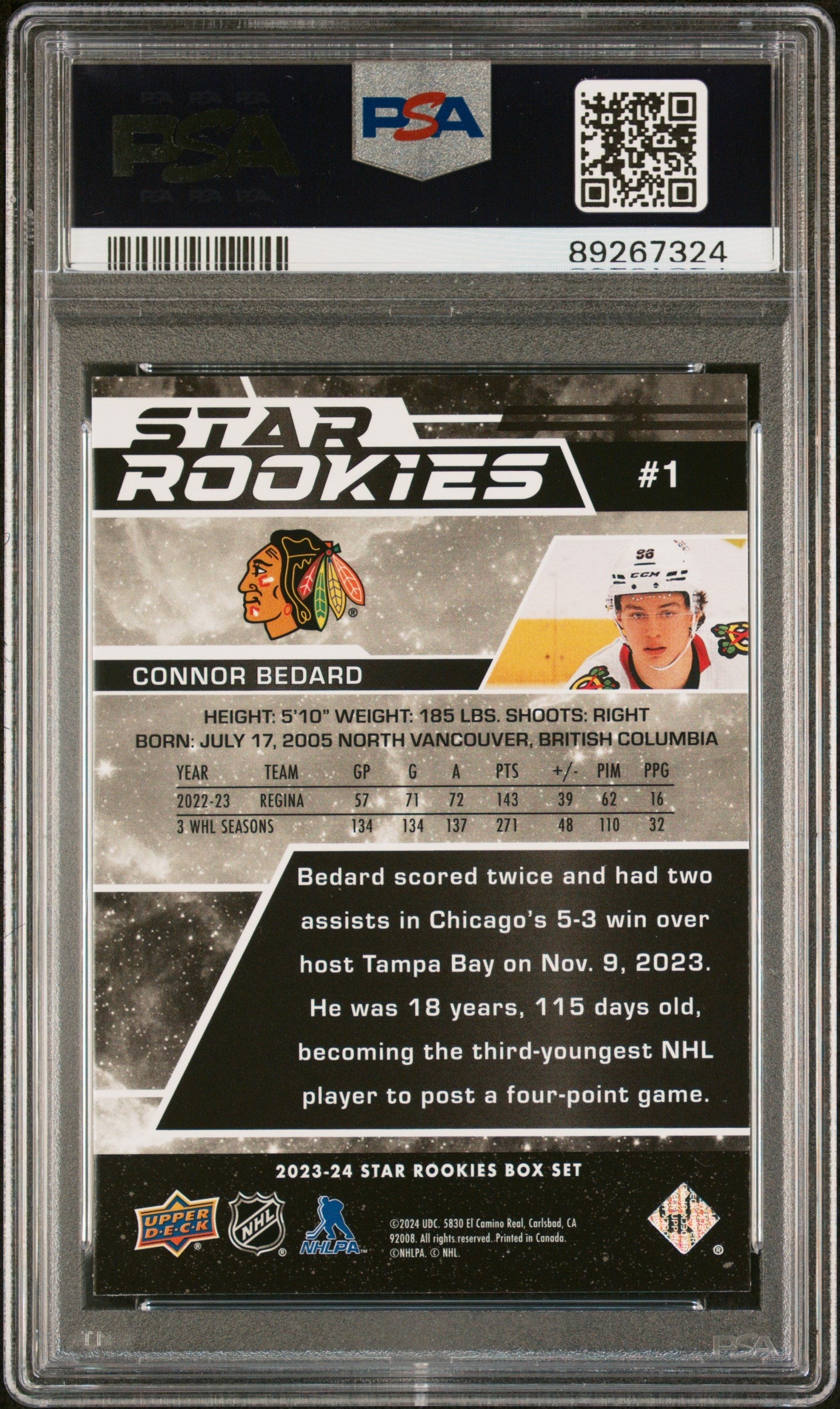 2023 Uper Deck Star Rookies Connor Bedard #1 PSA 10