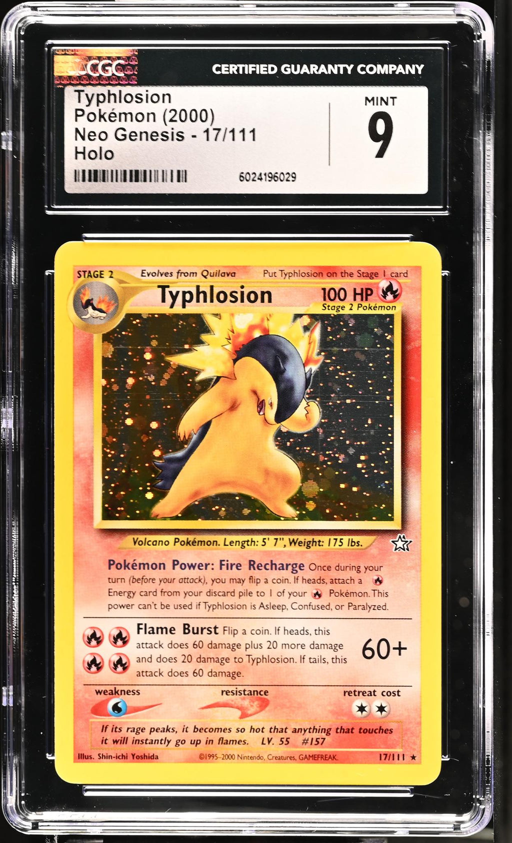 2000 Pokemon #17/111 Typhlosion Neo Genesis CGC 9