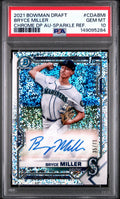2021 Bowman Draft Chrome Autograph Sparkle Refractor Bryce Miller #CDABMI /71 PSA 10
