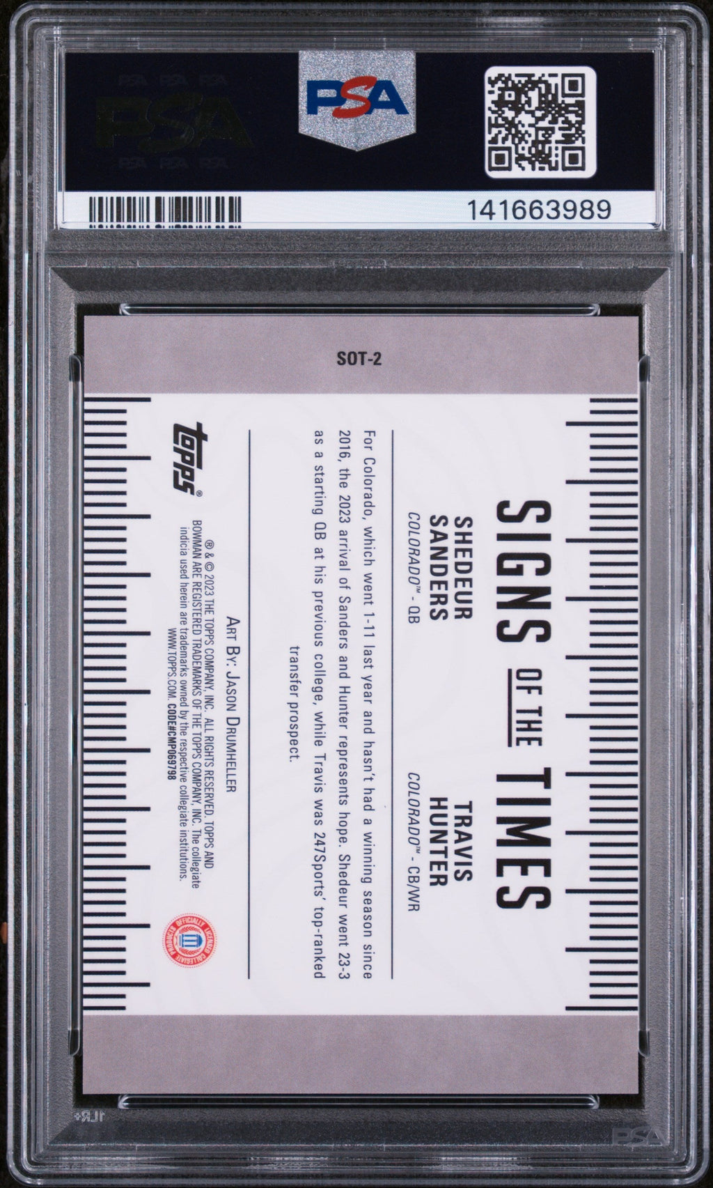2023 Bowman University Best Signs of the Times Geometric T.Hunter/S.Sanders #SOT2 PSA 10