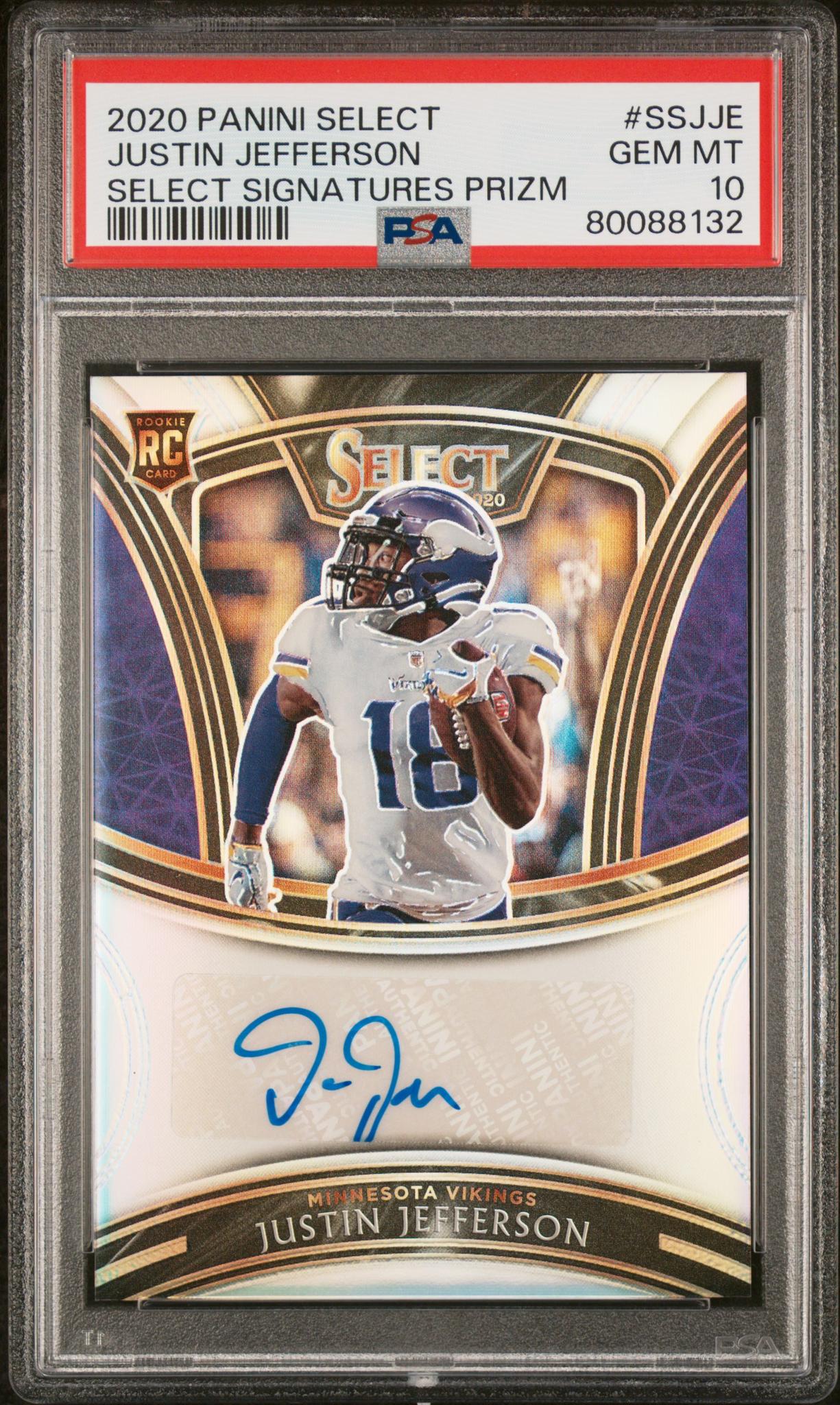 2020 Panini Select Signatures Prizm Justin Jefferson #9 PSA 10