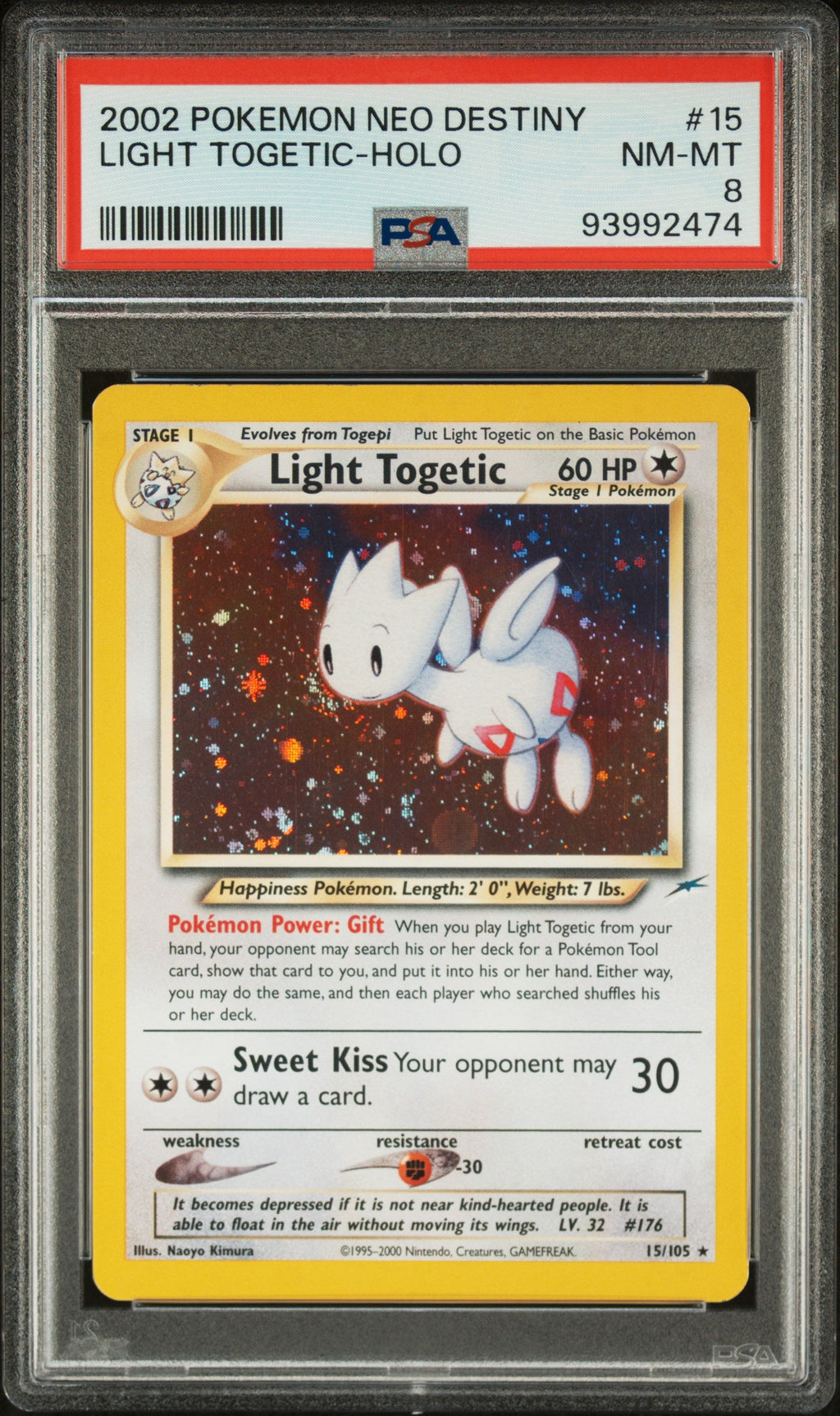 2002 Pokemon Neo Destiny Holo Light Togetic #15 PSA 8