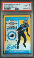 2019 Panini Contenders Optic Autograph-Gold Brian Burns #174 /10 PSA 10