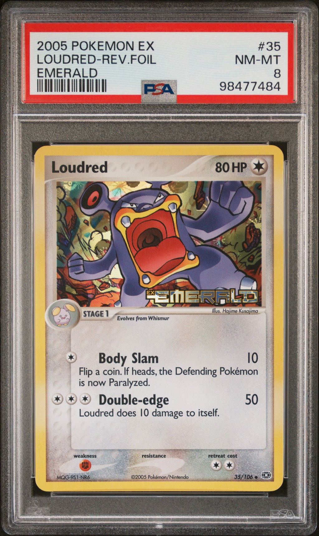 2005 Pokemon Ex Emerald Loudred-Reverse Foil #35 PSA 8