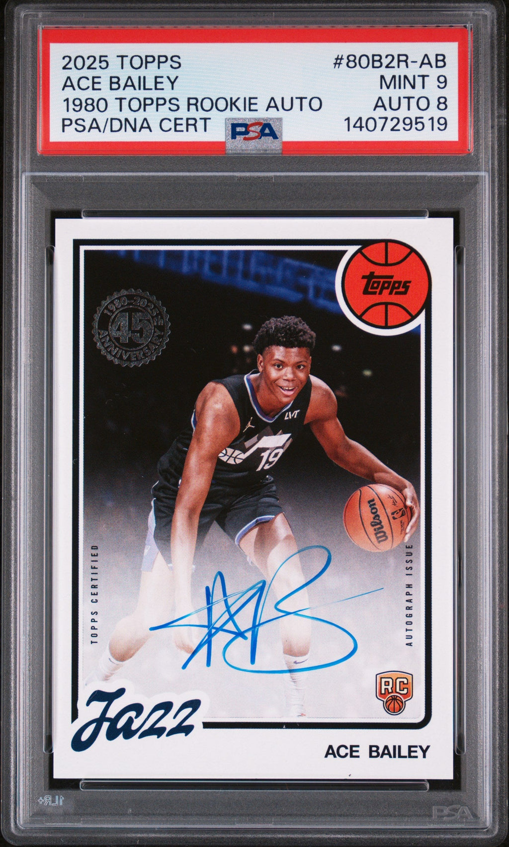 2025 Topps 1980-81 Topps Basketball Rookie Autographs Ace Bailey #80B2R-AB PSA 9
