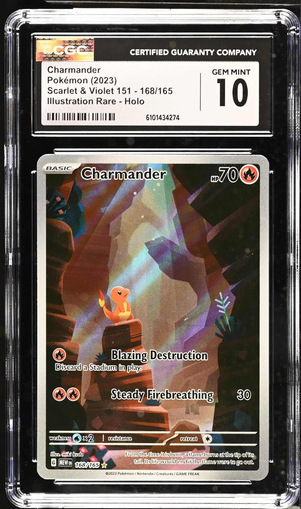 2023 Pokemon #168/165 Charmander Scarlet & Violet 151 CGC 10