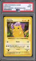 1999 Pokemon Base Set Red Cheeks Shadowless Pikachu #58 PSA 9