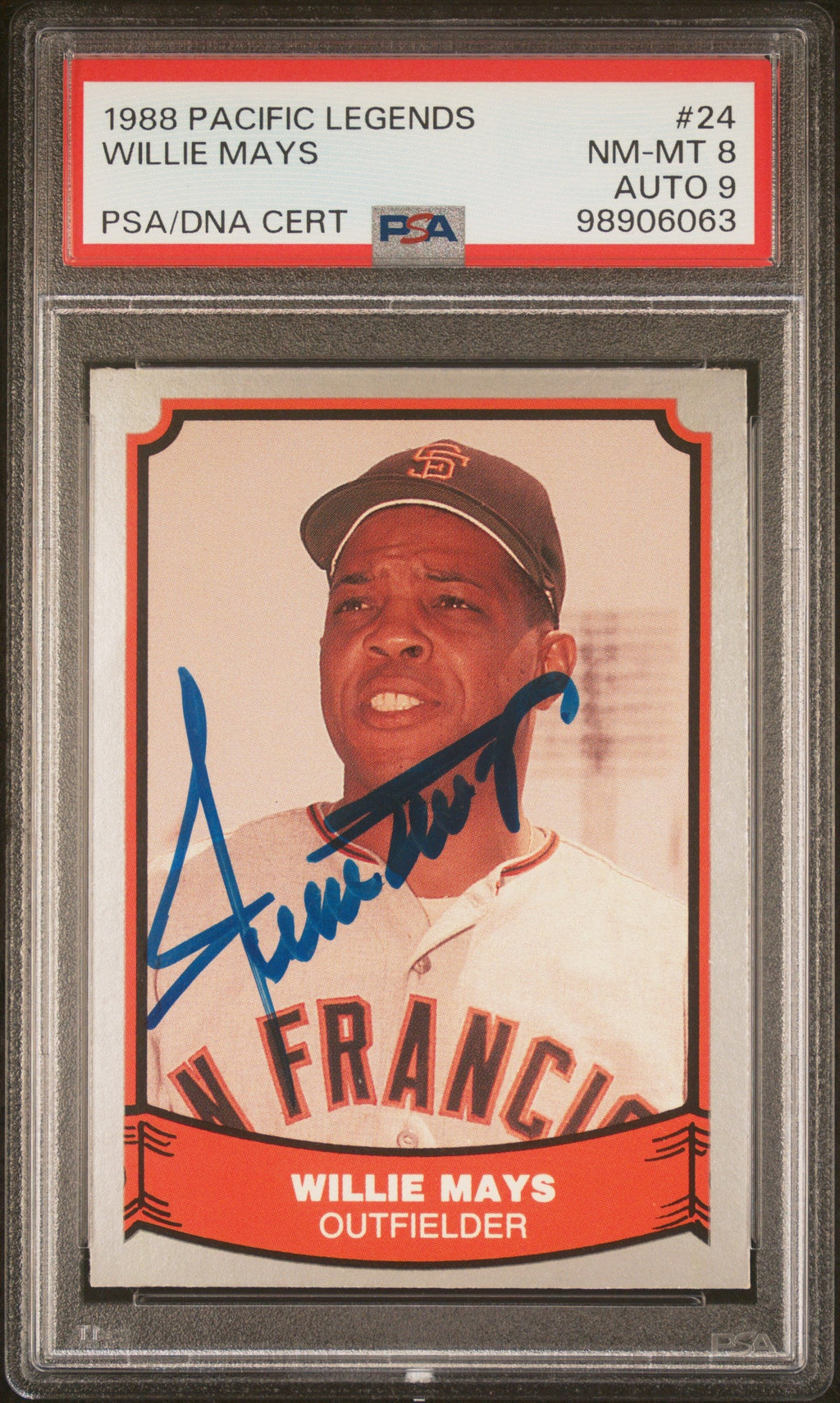 1988 Pacific Legends Willie Mays #24 PSA 8