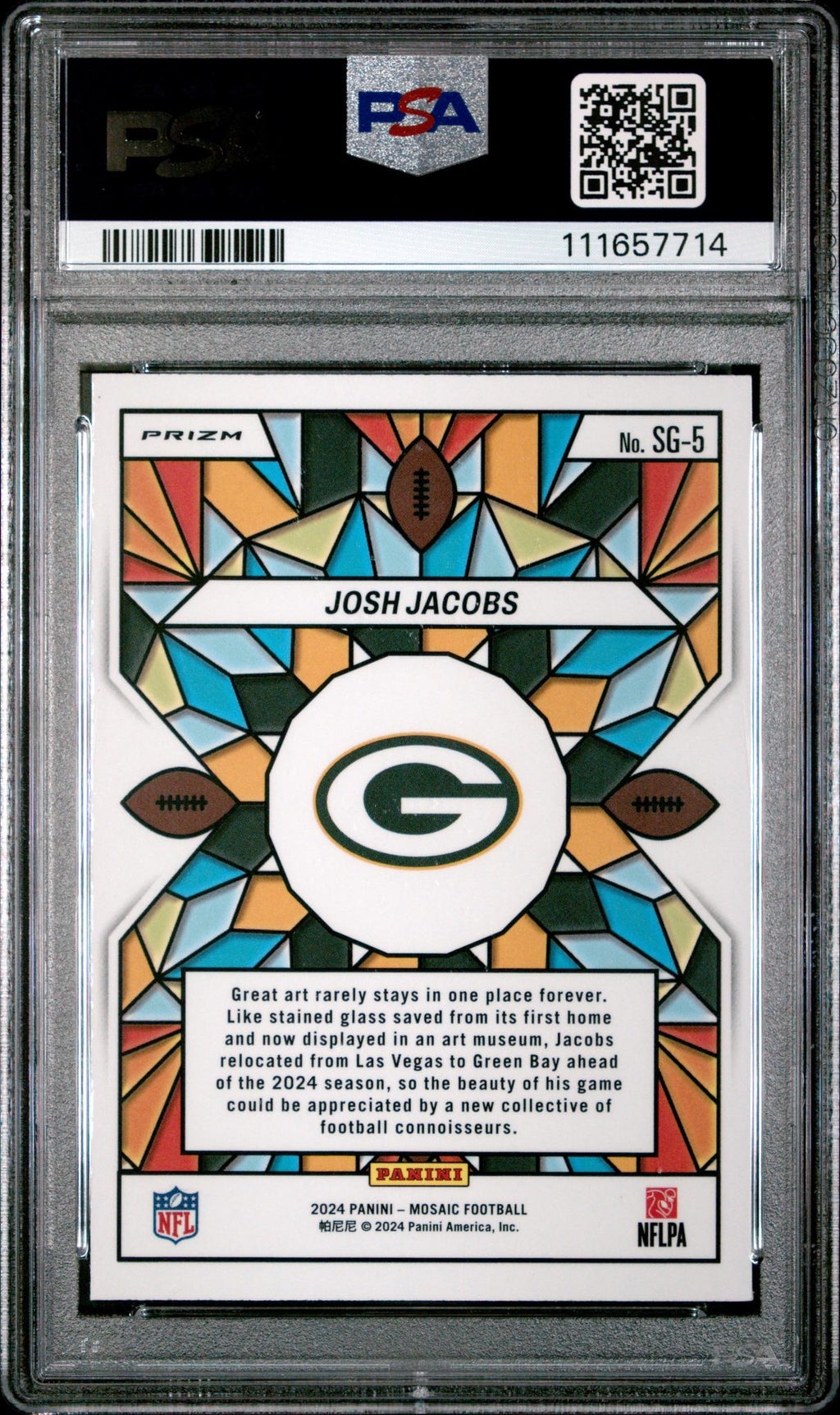 2024 Panini Mosaic Stained Glass Josh Jacobs #SG5 PSA 9