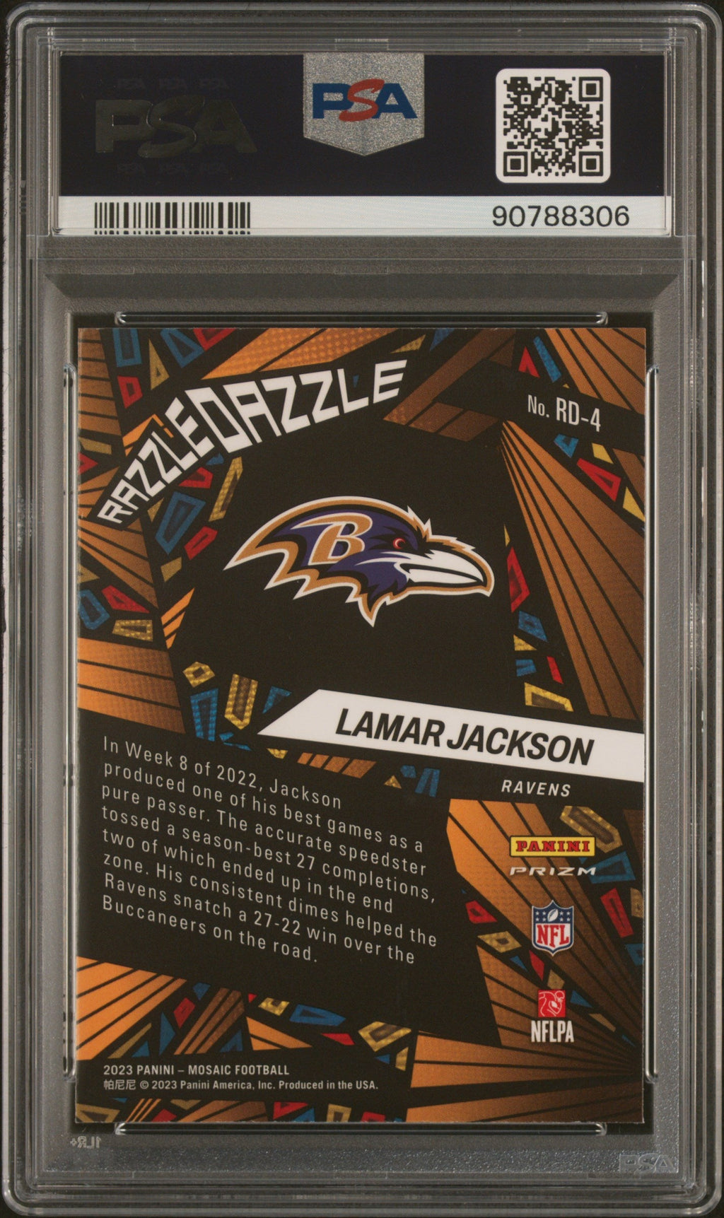 2023 Panini Mosaic Razzle Dazzle Lamar Jackson #RD-4 PSA 10