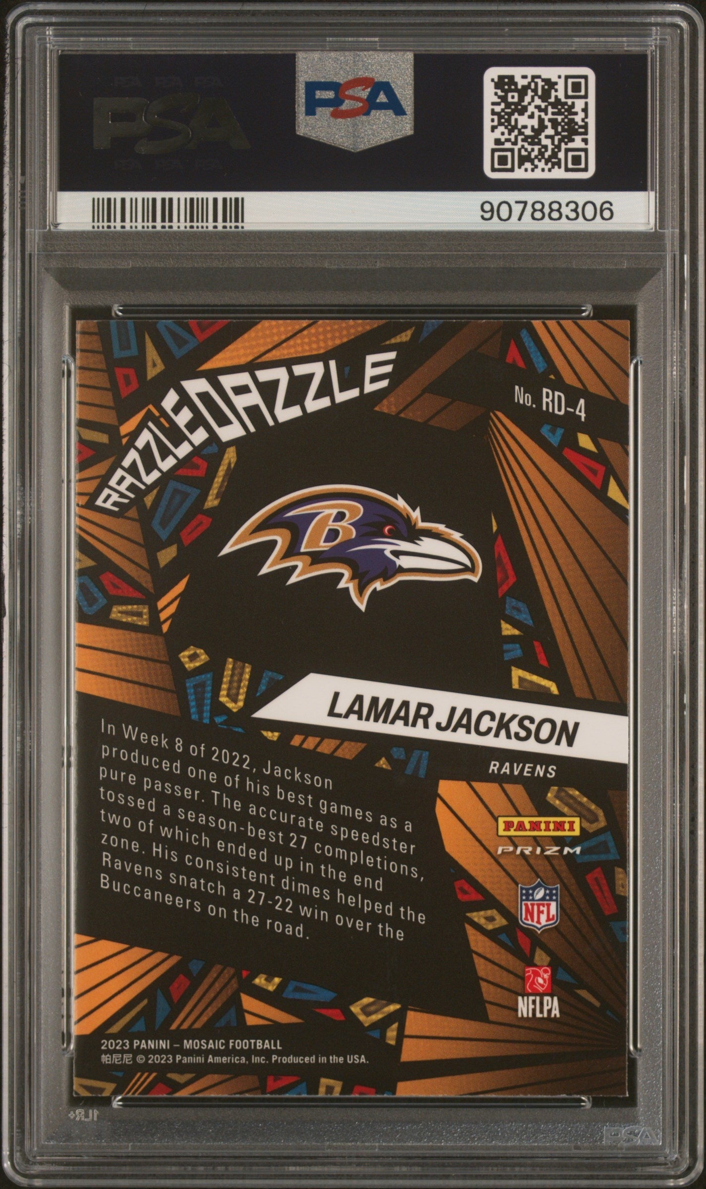 2023 Panini Mosaic Razzle Dazzle Lamar Jackson #RD-4 PSA 10