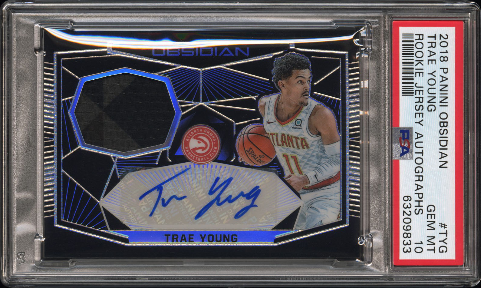 2018 Panini Obsidian Rookie Jersey Autograph Trae Young #14 /50 PSA 10