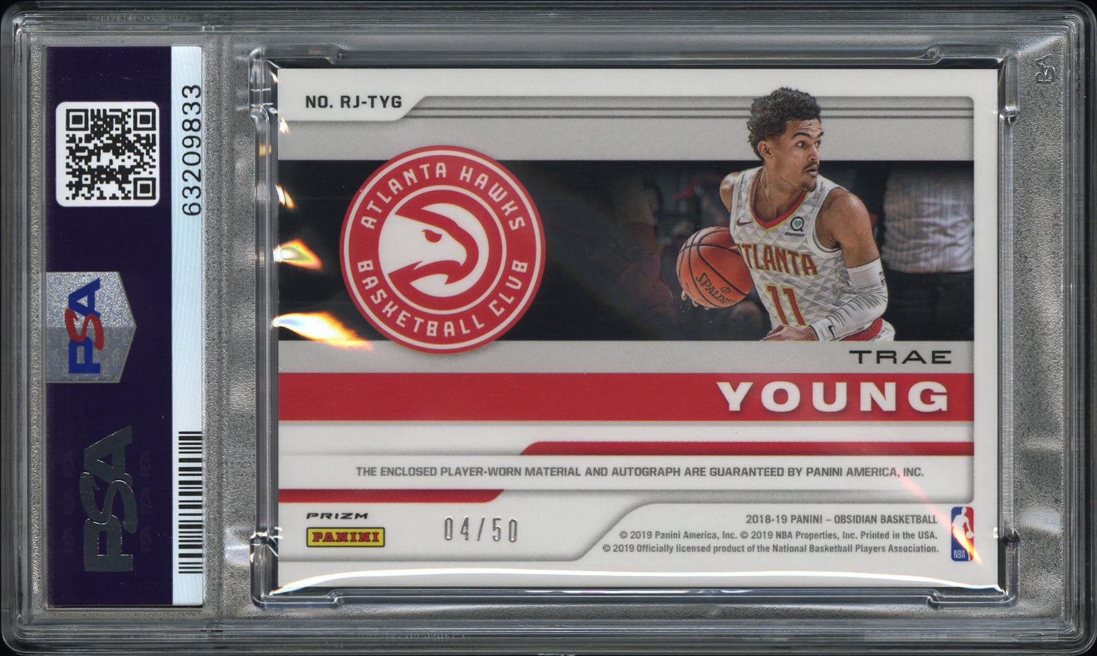 2018 Panini Obsidian Rookie Jersey Autograph Trae Young #14 /50 PSA 10