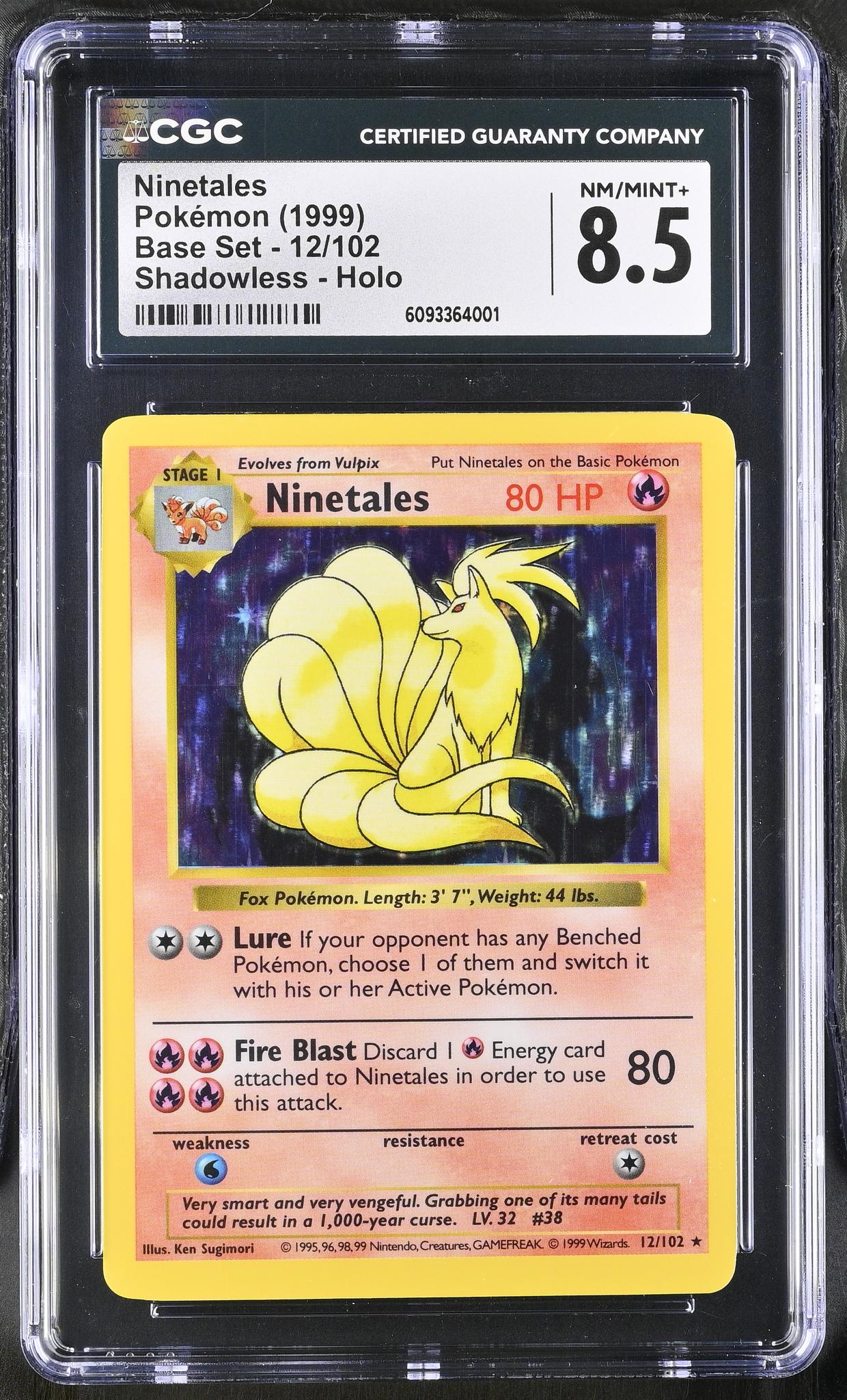 1999 Pokemon #12/102 Ninetales Base Set CGC 8.5