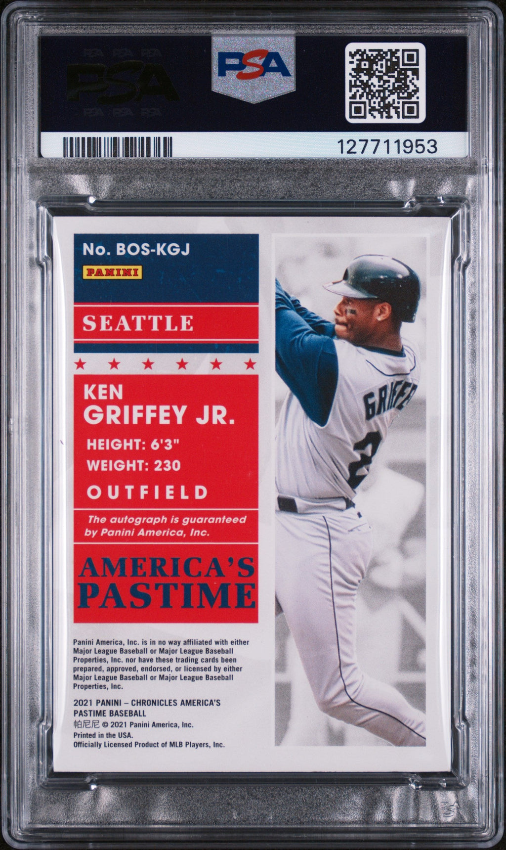 2021 Panini Chronicles America's Pastime Boys of Summer Autographs Ken Griffey Jr #BOSKGJ PSA 0
