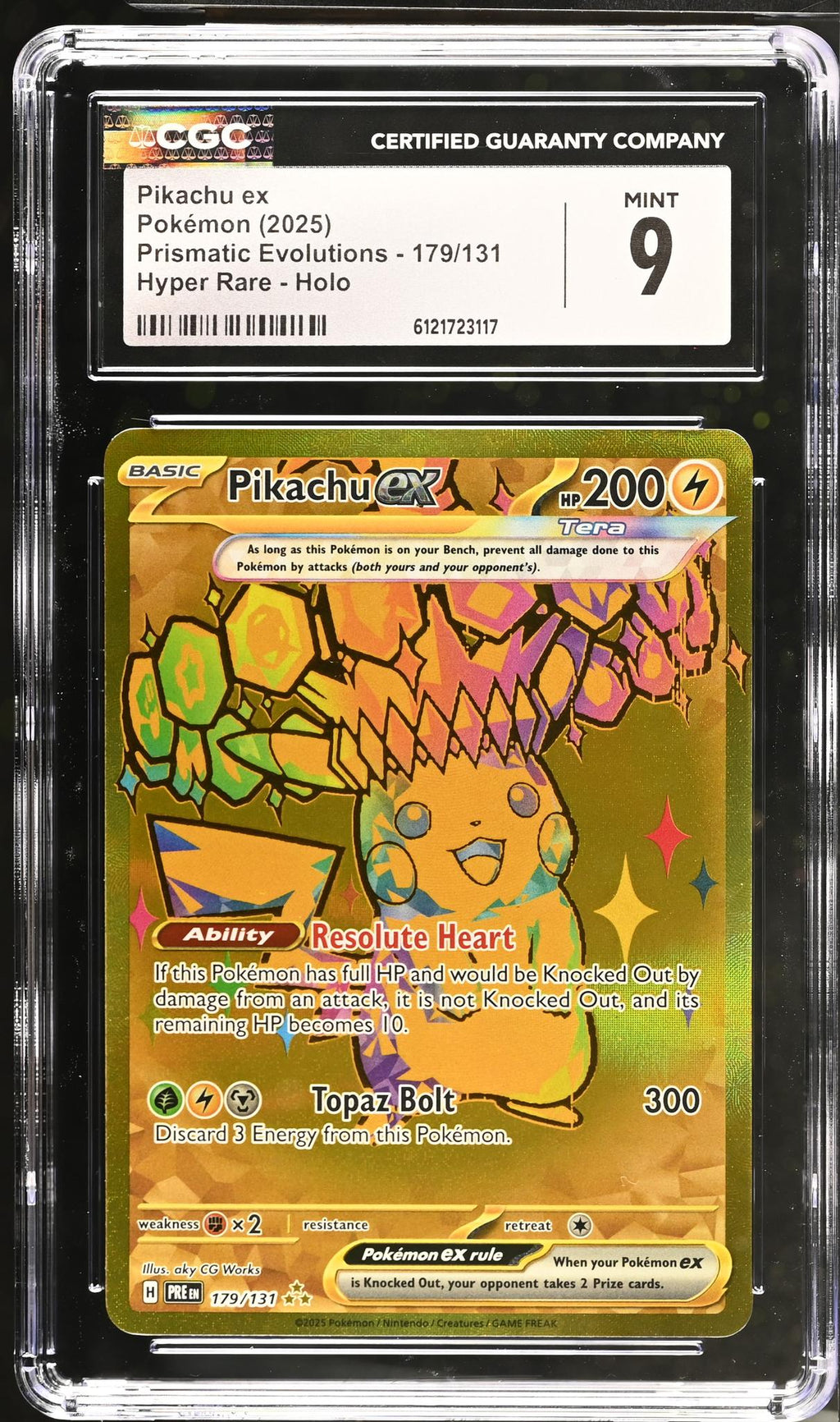 2025 Pokemon #179/131 Pikachu ex Prismatic Evolutions CGC 9