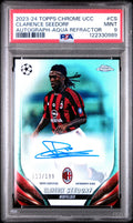 2023 Topps Chrome UEFA Club Competitions Chrome Autographs Aqua Refractor Clarence Seedorf #CS /199 PSA 9