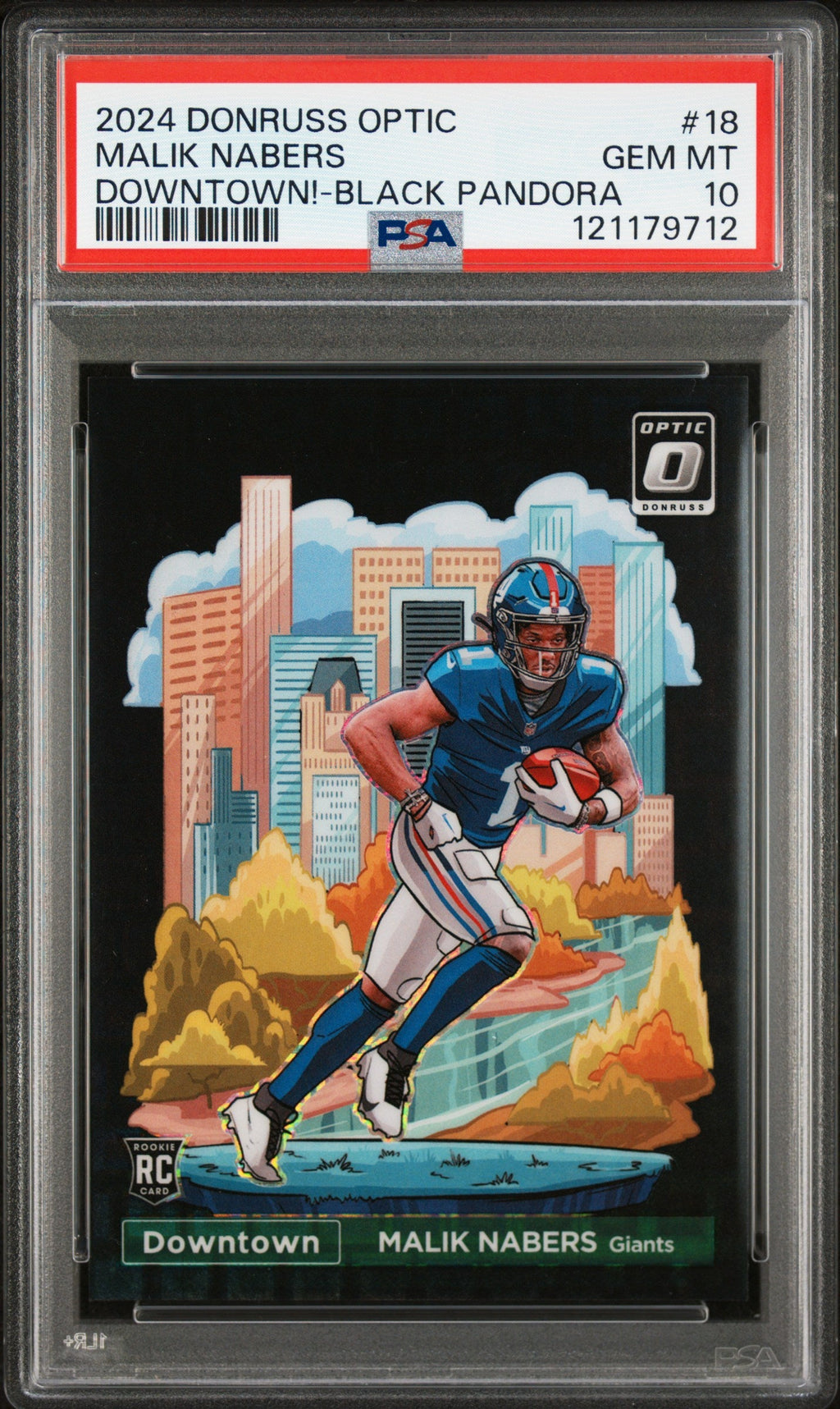 2024 Donruss Optic Downtown! Black Pandora Malik Nabers #18 /25 PSA 10