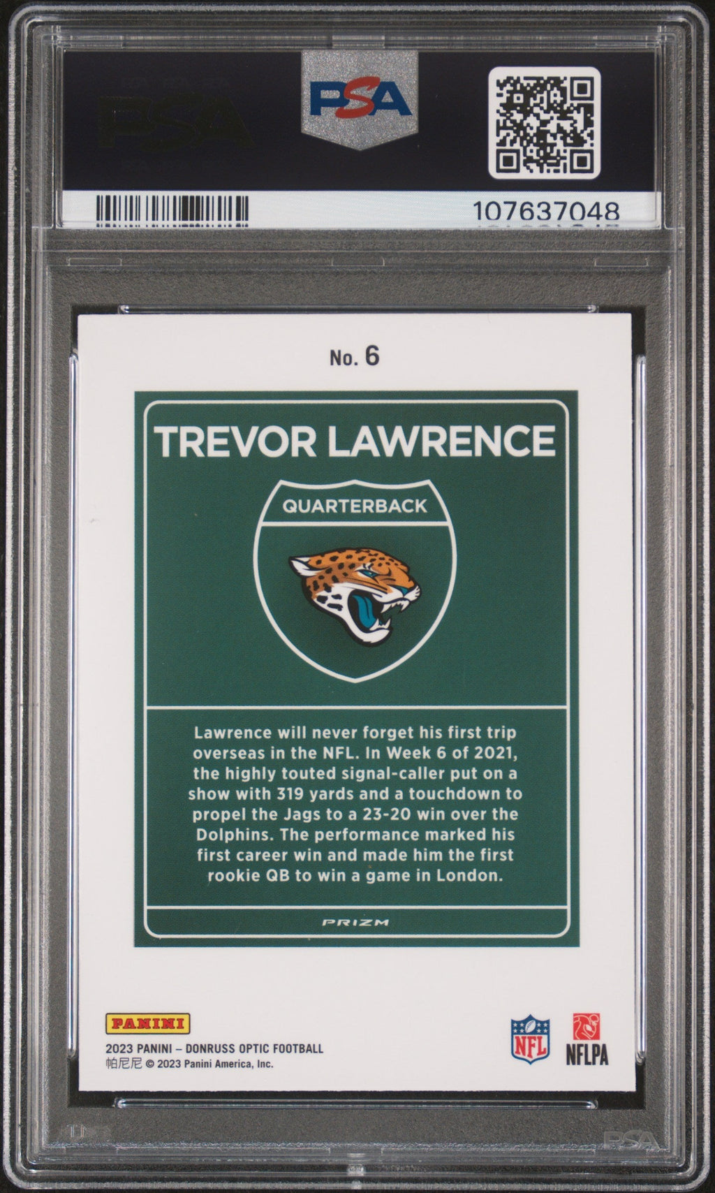 2023 Donruss Optic International Downtown Trevor Lawrence #6 PSA 10