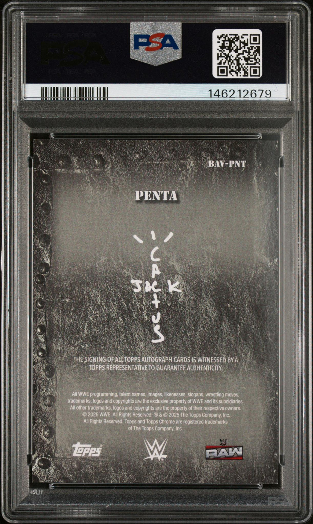 2025 Topps Chrome WWE X Cactus Jack Autographs Penta #PNT PSA 10