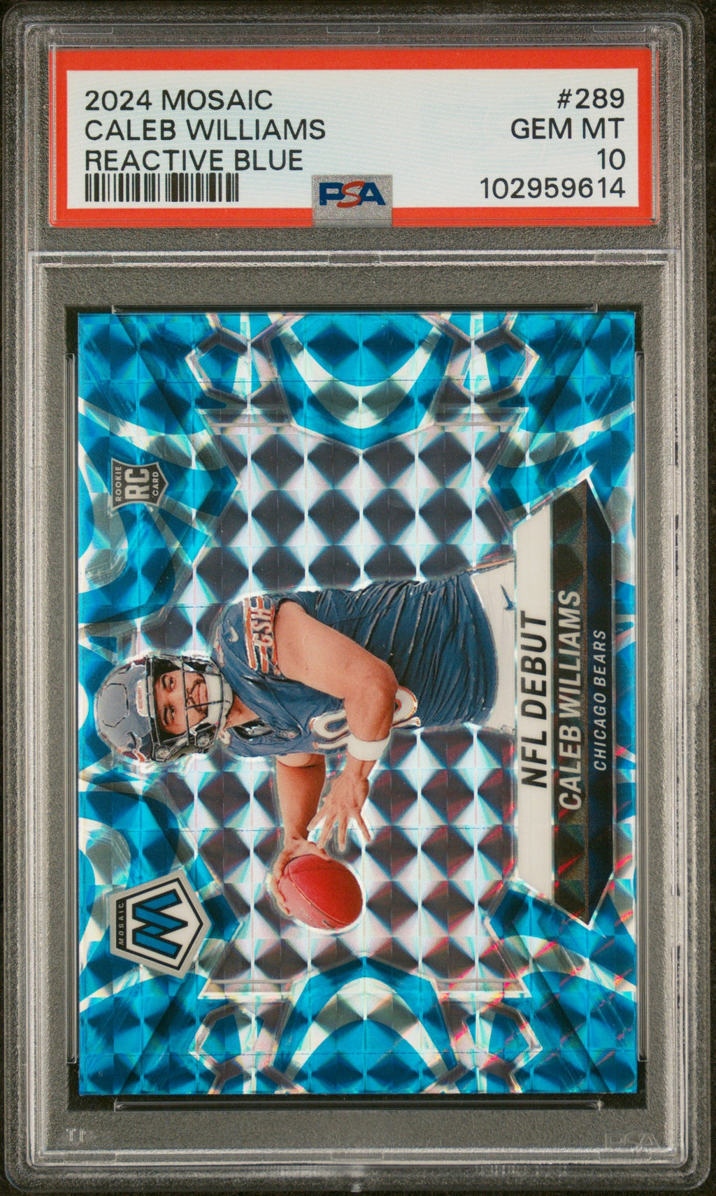 2024 Panini Mosaic Reactive Blue Mosaic Caleb Williams #289 PSA 10