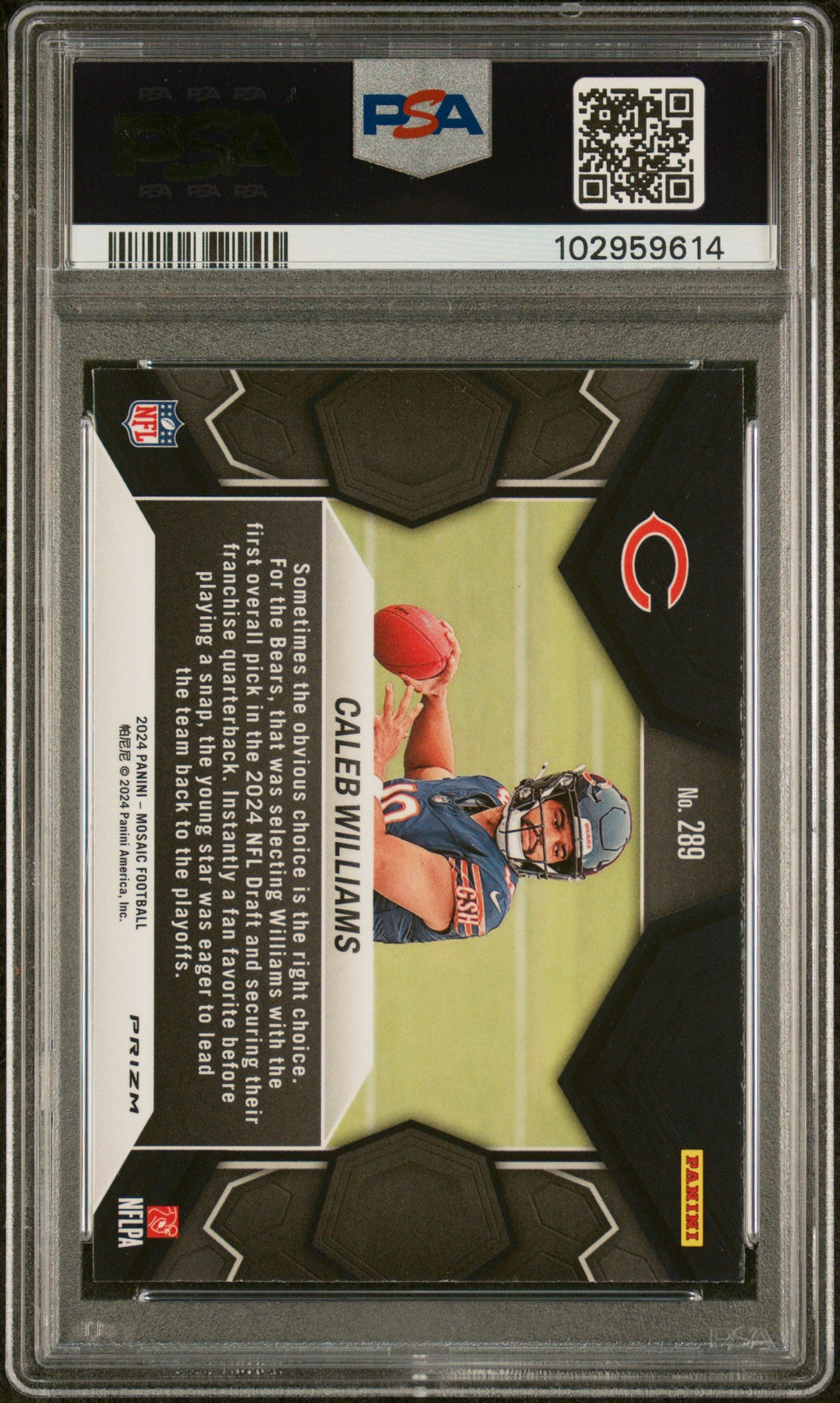 2024 Panini Mosaic Reactive Blue Mosaic Caleb Williams #289 PSA 10