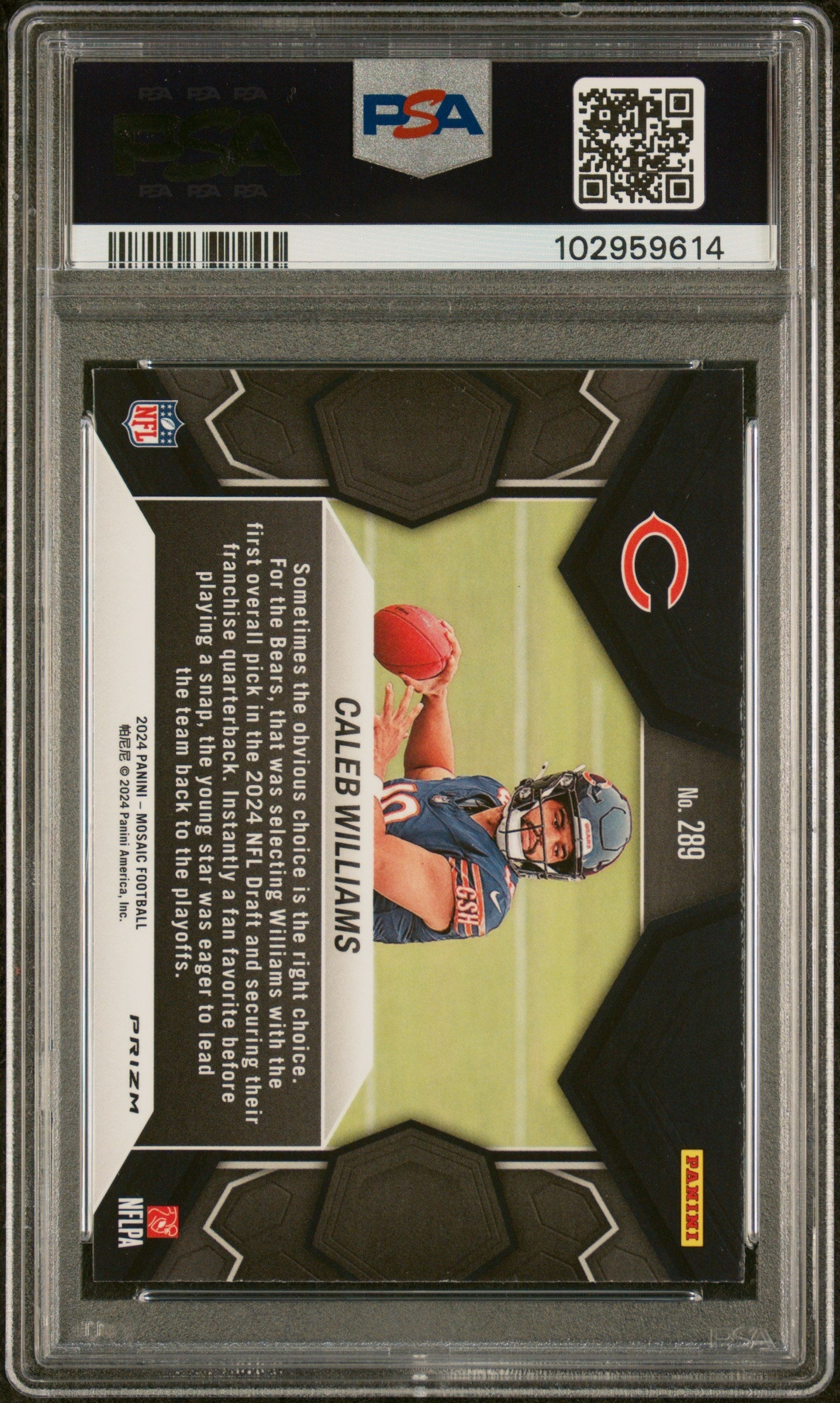2024 Panini Mosaic Reactive Blue Mosaic Caleb Williams #289 PSA 10