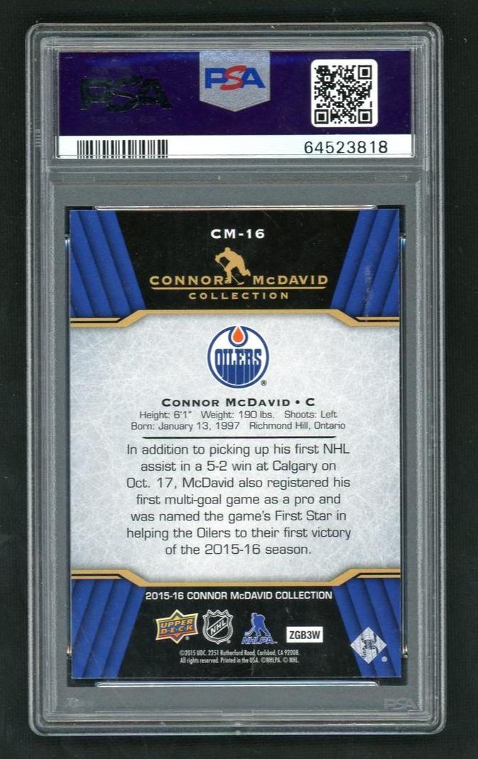 2015 Upper Deck Connor Mcdavid Collection Connor Mcdavid #16 PSA 10