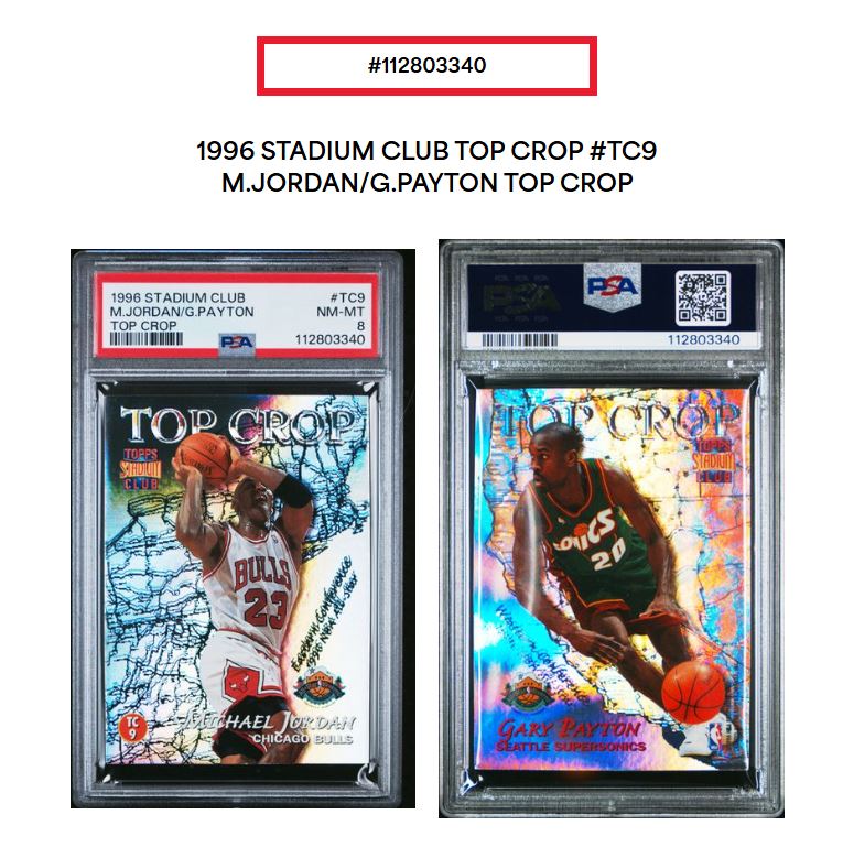 1996-97 Topps Stadium Club-Top Crop # TC9 Michael Jordan/Gary Payton PSA 8