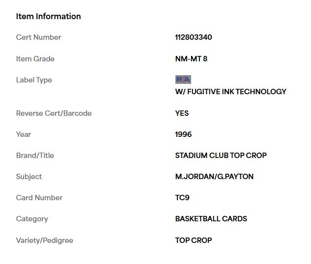 1996-97 Topps Stadium Club-Top Crop # TC9 Michael Jordan/Gary Payton PSA 8