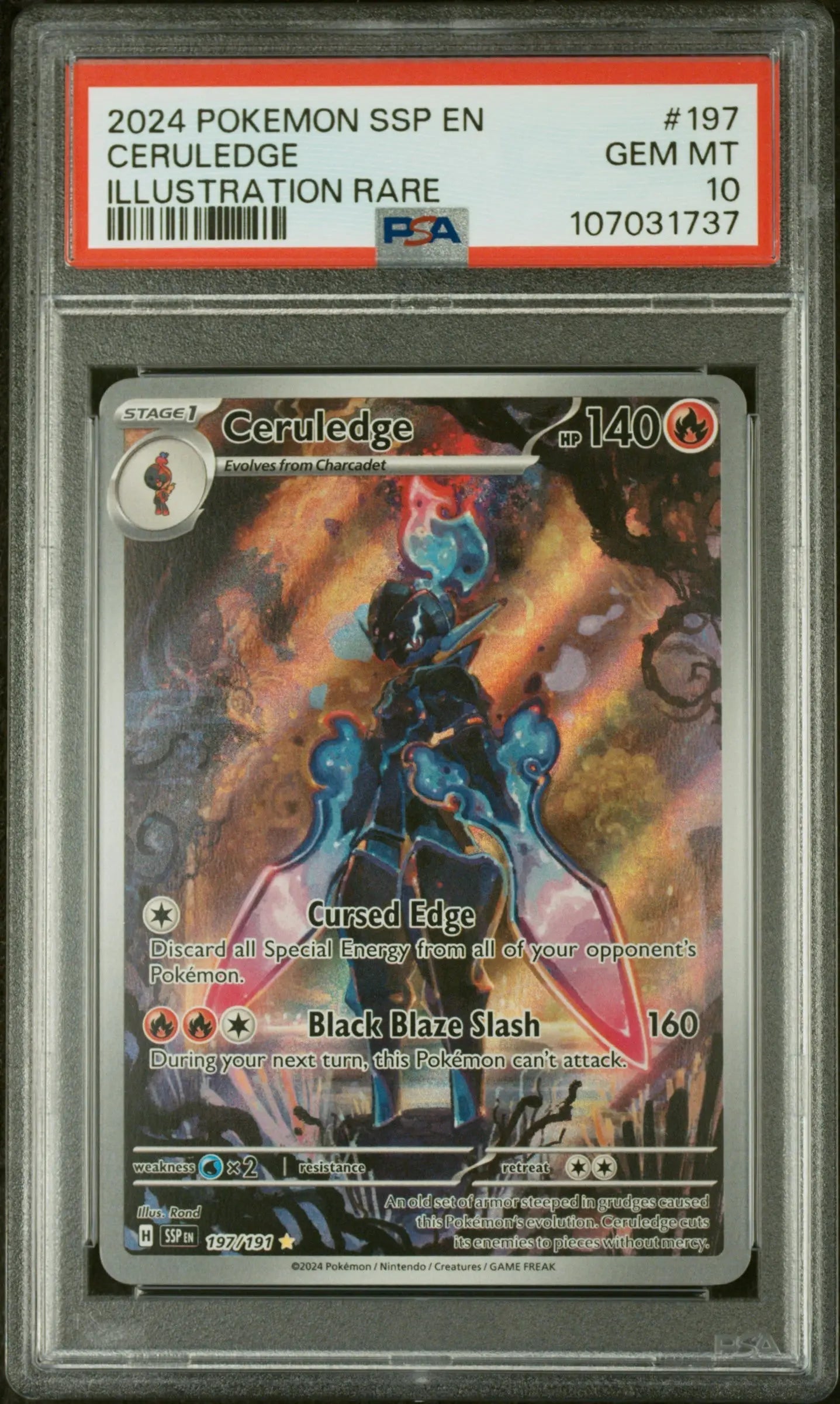 PSA 10 - 2024 POKEMON SSP EN-SURGING SPARKS #197 CERULEDGE ILLUSTRATION RARE