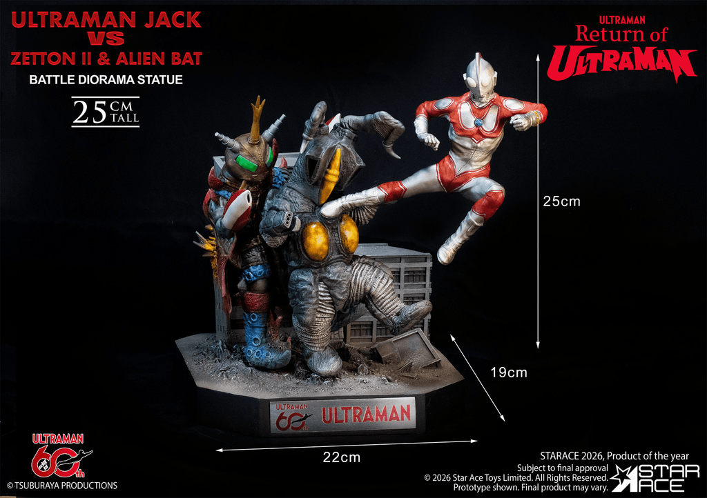 ULTRAMAN 60TH ANNIVERSARY Ultraman Jack vs Zetton II &amp; Alien Bat Battle scene diorama resin statue
