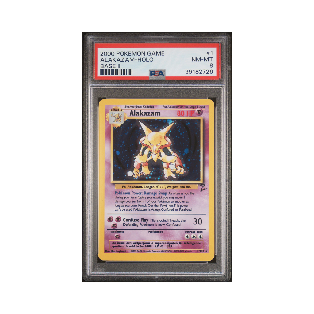 2000 Pokemon Base Set 2 Alakazam #1 PSA 8