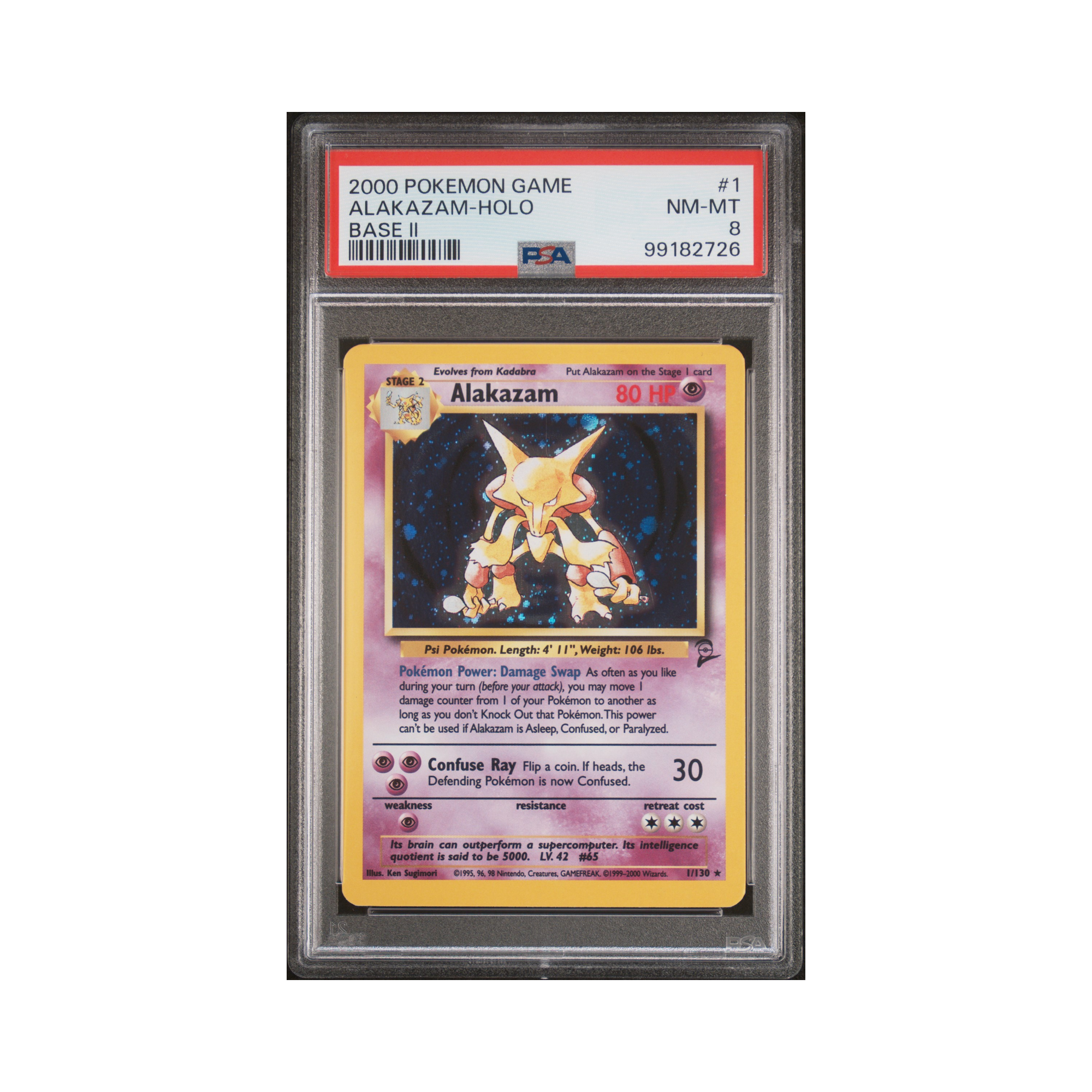2000 Pokemon Base Set 2 Alakazam #1 PSA 8