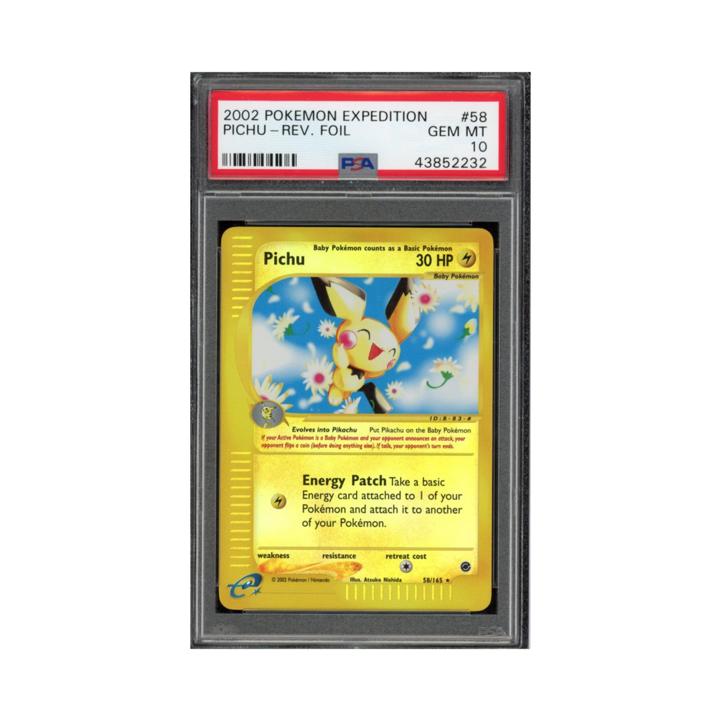 2002 Pokemon Expedition Reverse Holo Pichu #58 PSA 10