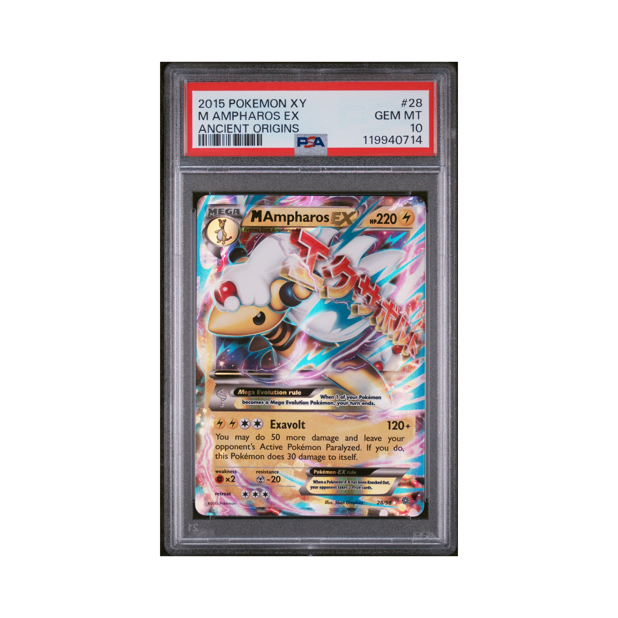 2015 Pokemon XY Ancient Origins M Ampharos EX #28 PSA 10