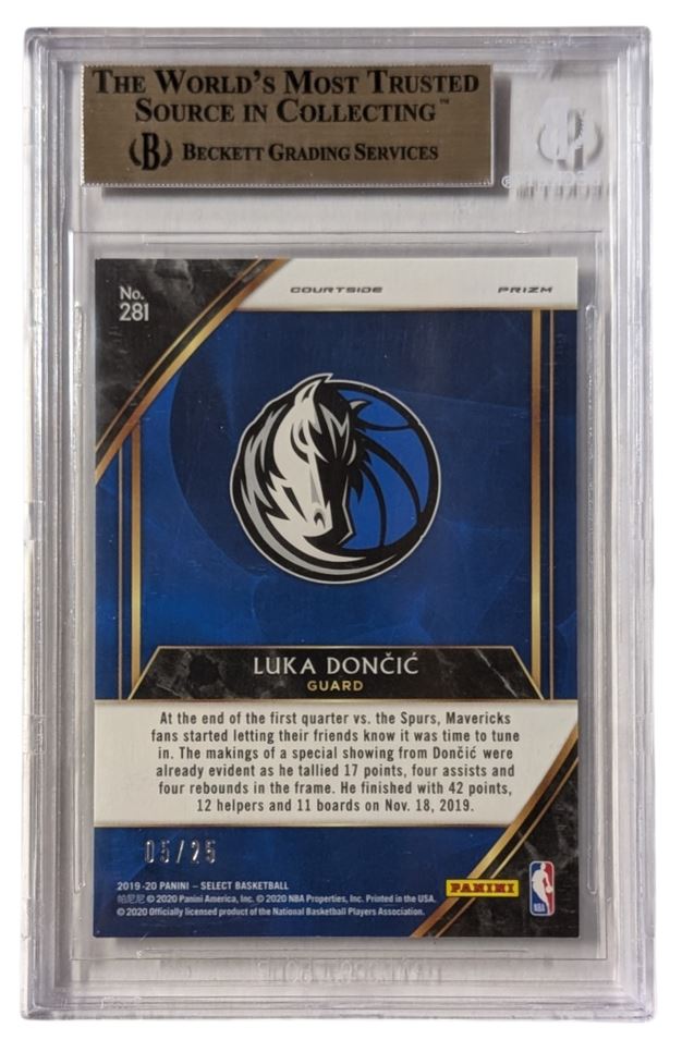 2019-20 Panini Select Basketball Luka Doncic Tie Dye #'d 05/25 BGS 9.5