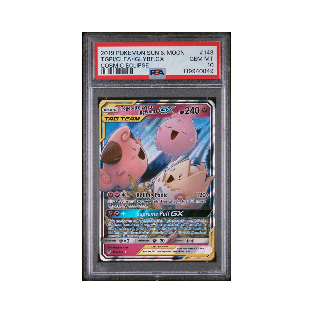2019 Pokemon SM Cosmic Eclipse Togepi & Cleffa & Igglybuff GX #143 PSA 10
