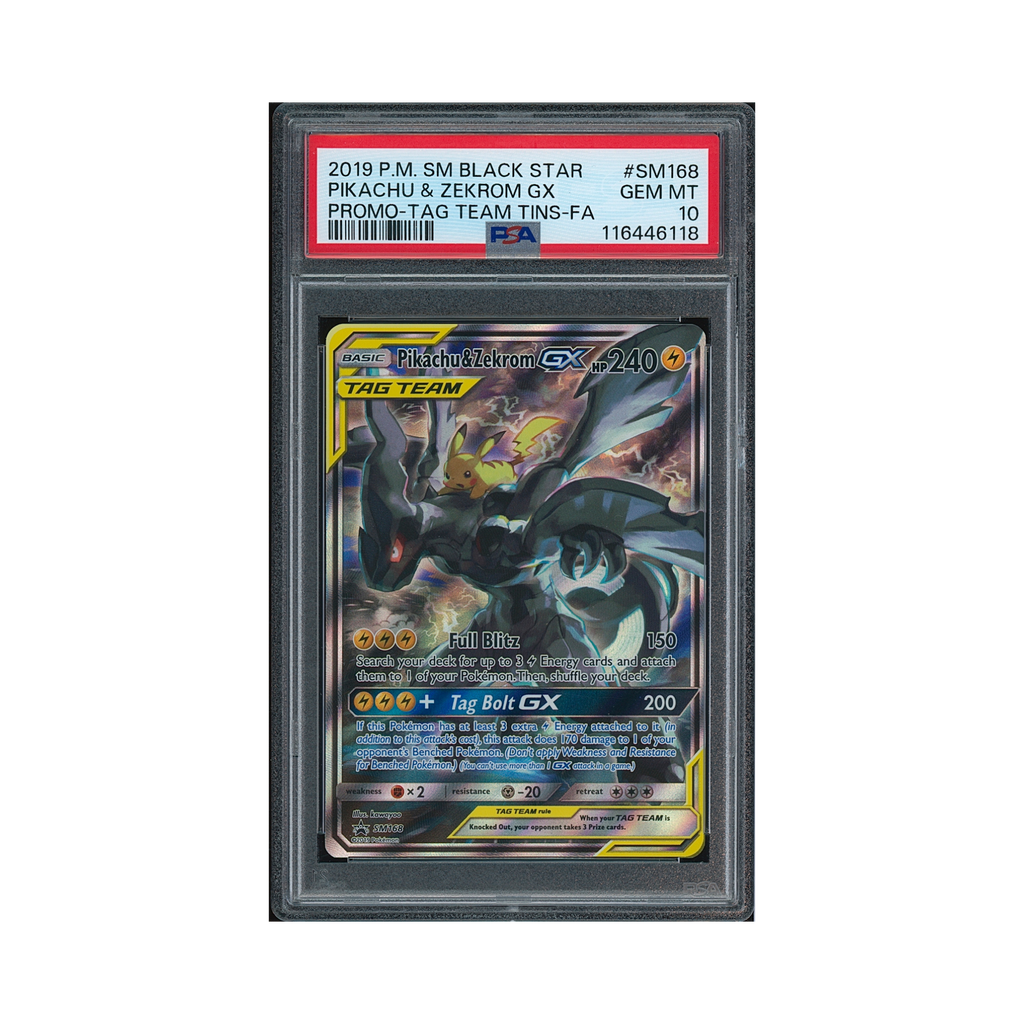 2019 Pokemon SM Black Star Promo Pikachu & Zekrom GX #SM168 PSA 10