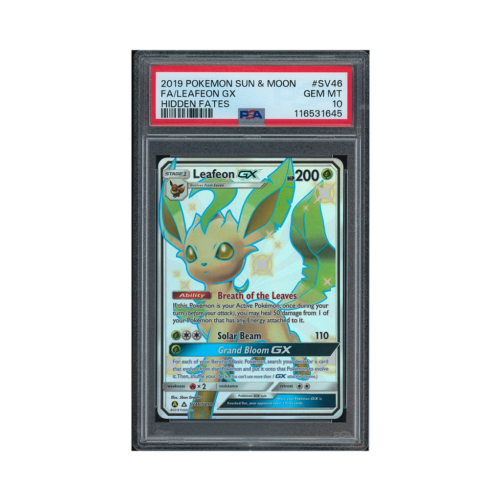 2019 Pokemon Sun & Moon Hidden Fates Leafeon GX #SV46 PSA 10
