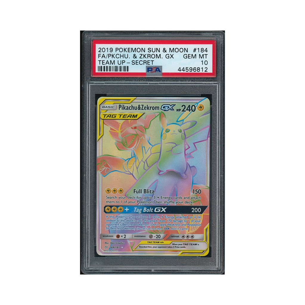 2019 Pokemon Sun & Moon Team Up Secret Pikachu & Zekrom GX #184 PSA 10
