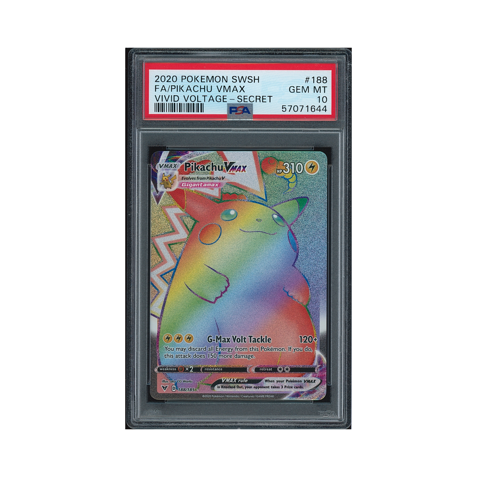 2020 Pokemon Sword & Shield Vivid Voltage Secret Pikachu VMAX #188 PSA 10