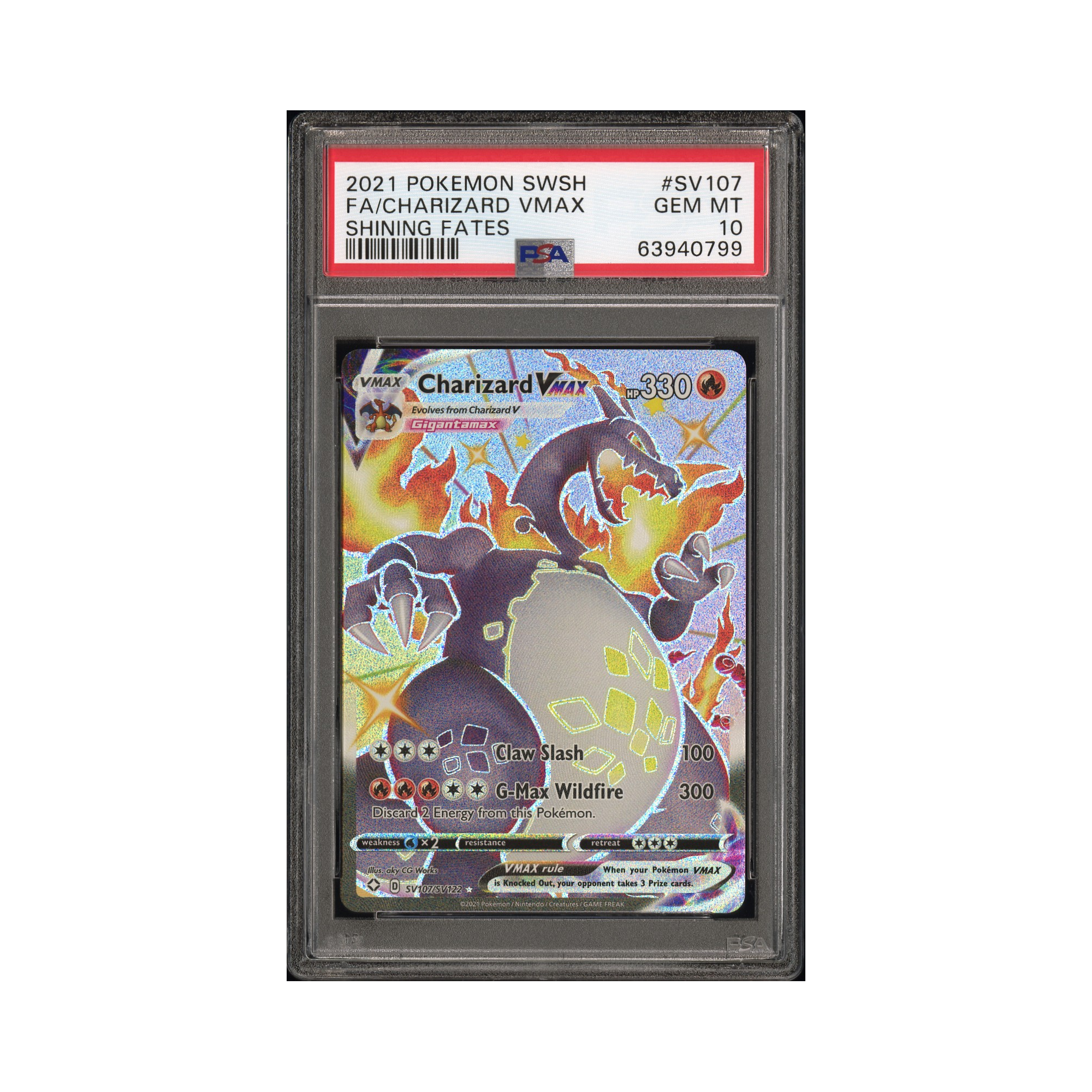 2021 Pokemon Shining Fates Shiny Vault Charizard VMAX #SV107 PSA 10