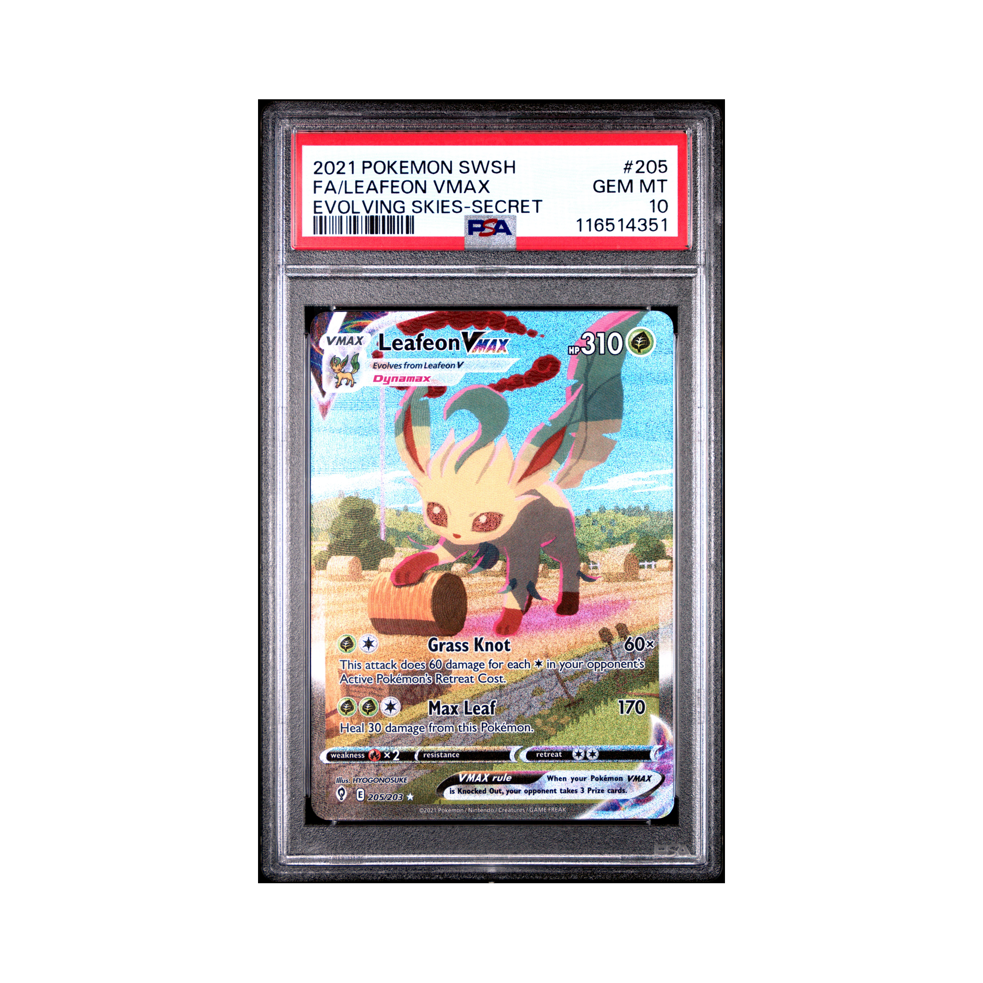 2021 Pokemon Sword & Shield Evolving Skies Leafeon VMAX #205 PSA 10