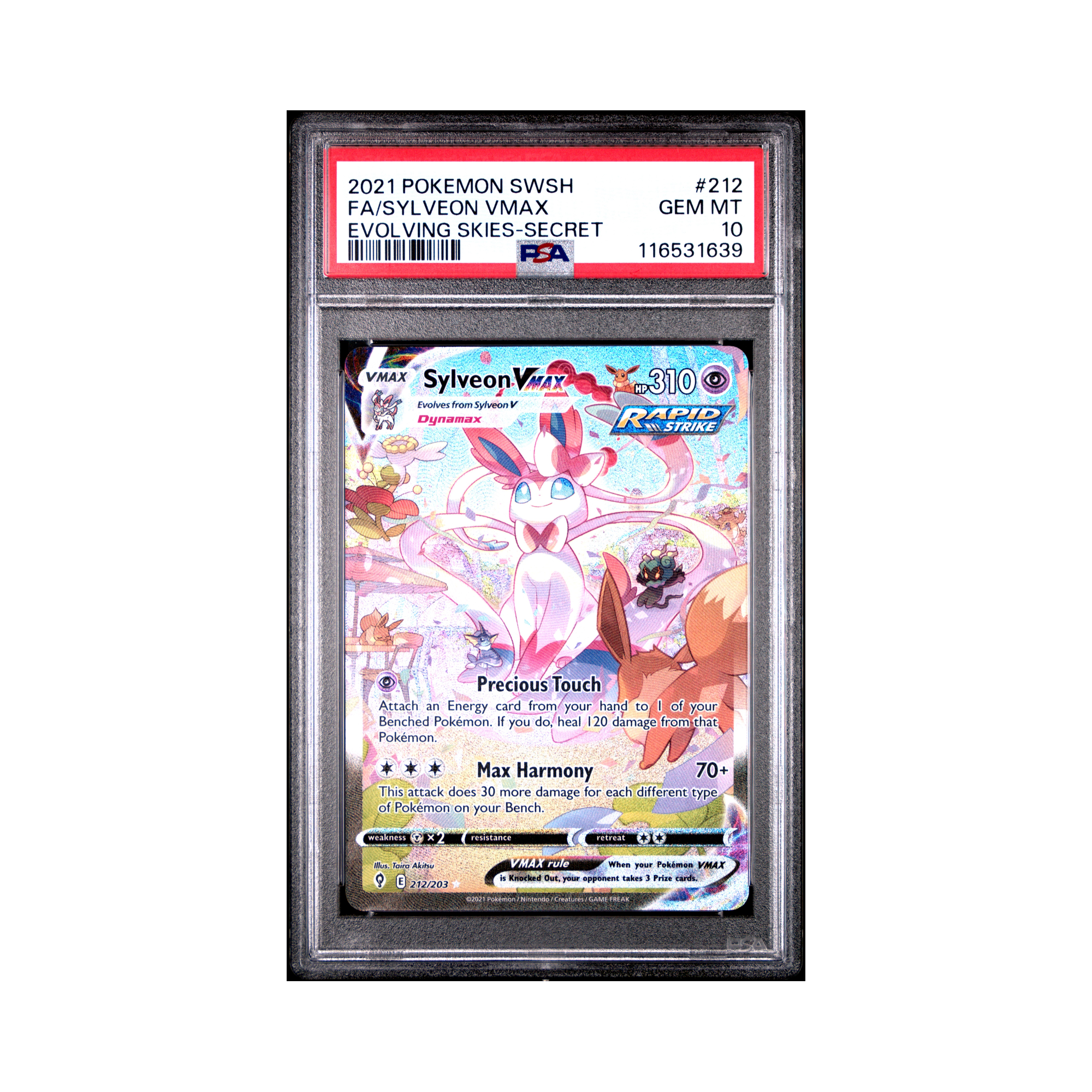 2021 Pokemon Sword & Shield Evolving Skies Sylveon VMAX #212 PSA 10