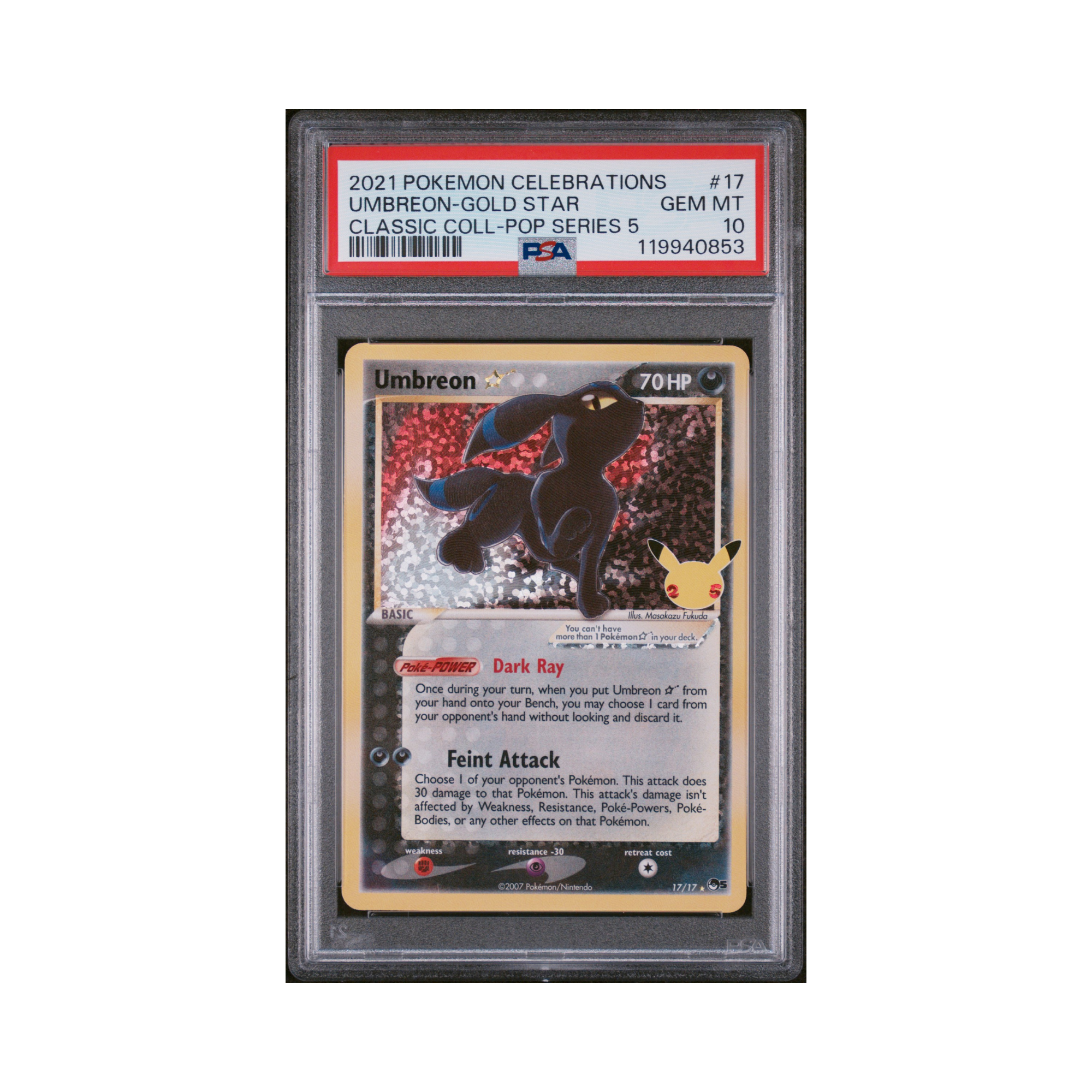 2021 Pokemon Celebrations Classic Collection Umbreon Gold Star #17 PSA 10