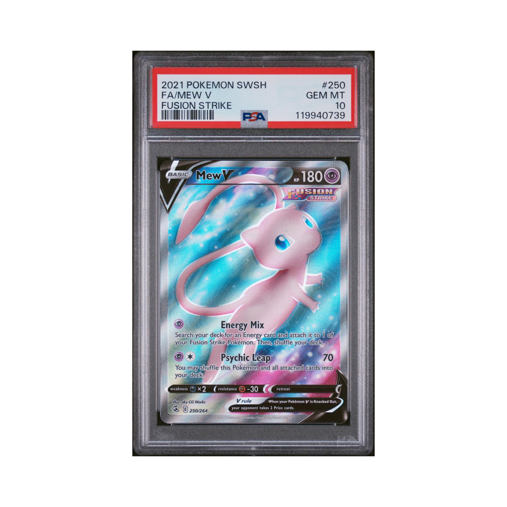2021 Pokemon Sword & Shield Fusion Strike Mew V #250 PSA 10